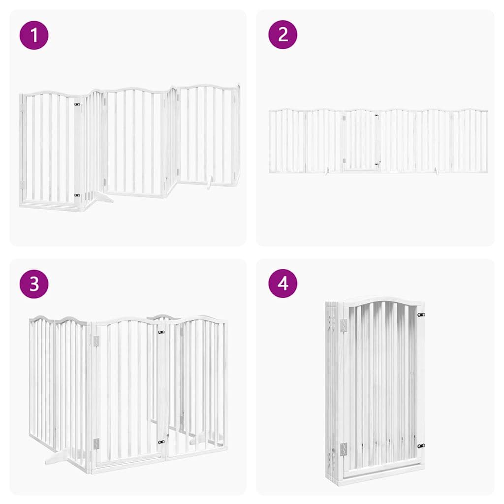 Cancello Cani Porta Pieghevole Bianco 6 Pannelli 300 cm Pioppo — miniatura 6 di 10