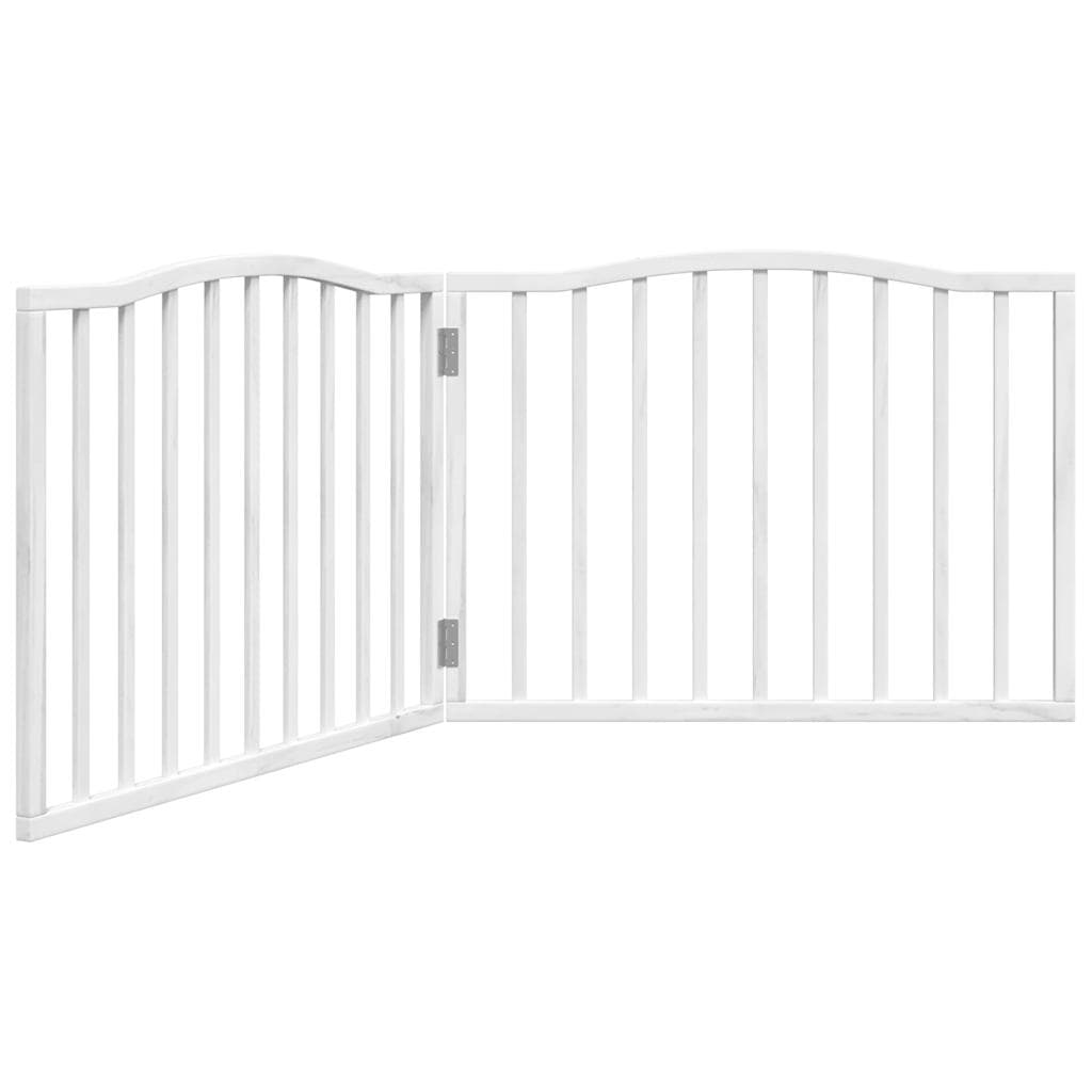 Cancello per Cani Pieghevole 2 Pannelli Bianco 160 cm Pioppo — miniatura 2 di 8