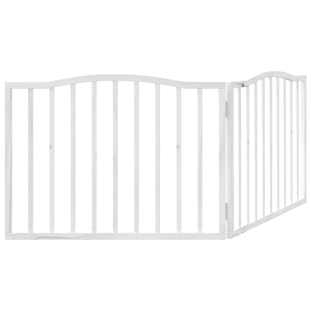 Cancello per Cani Pieghevole 2 Pannelli Bianco 160 cm Pioppo — miniatura 5 di 8