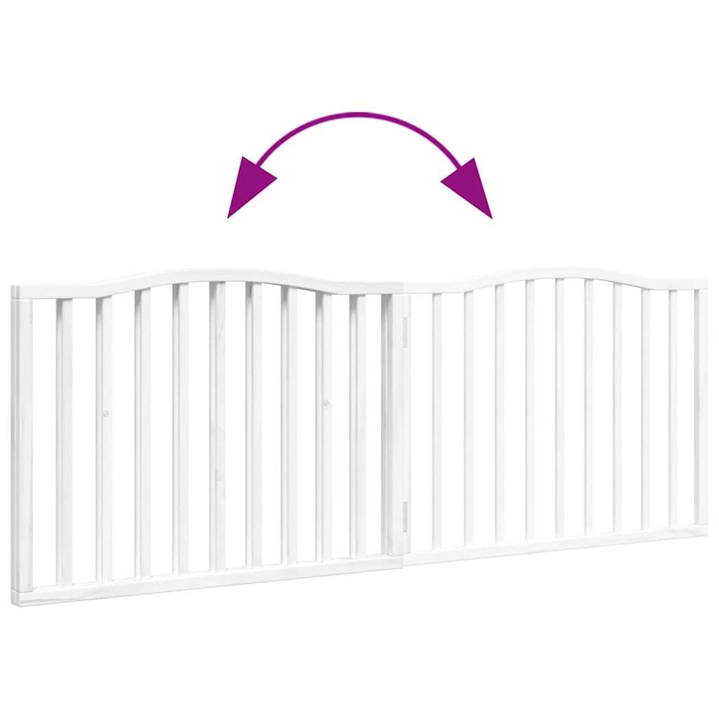 Cancello per Cani Pieghevole 2 Pannelli Bianco 160 cm Pioppo — miniatura 6 di 8