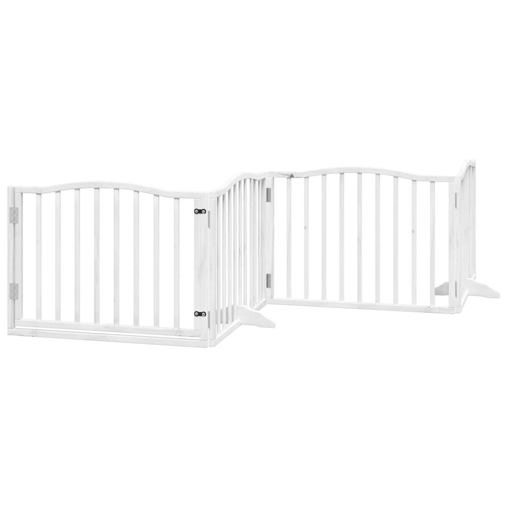 Cancello Cani Porta Pieghevole Bianco 4 Pannelli 320 cm Pioppo — miniatura 2 di 10