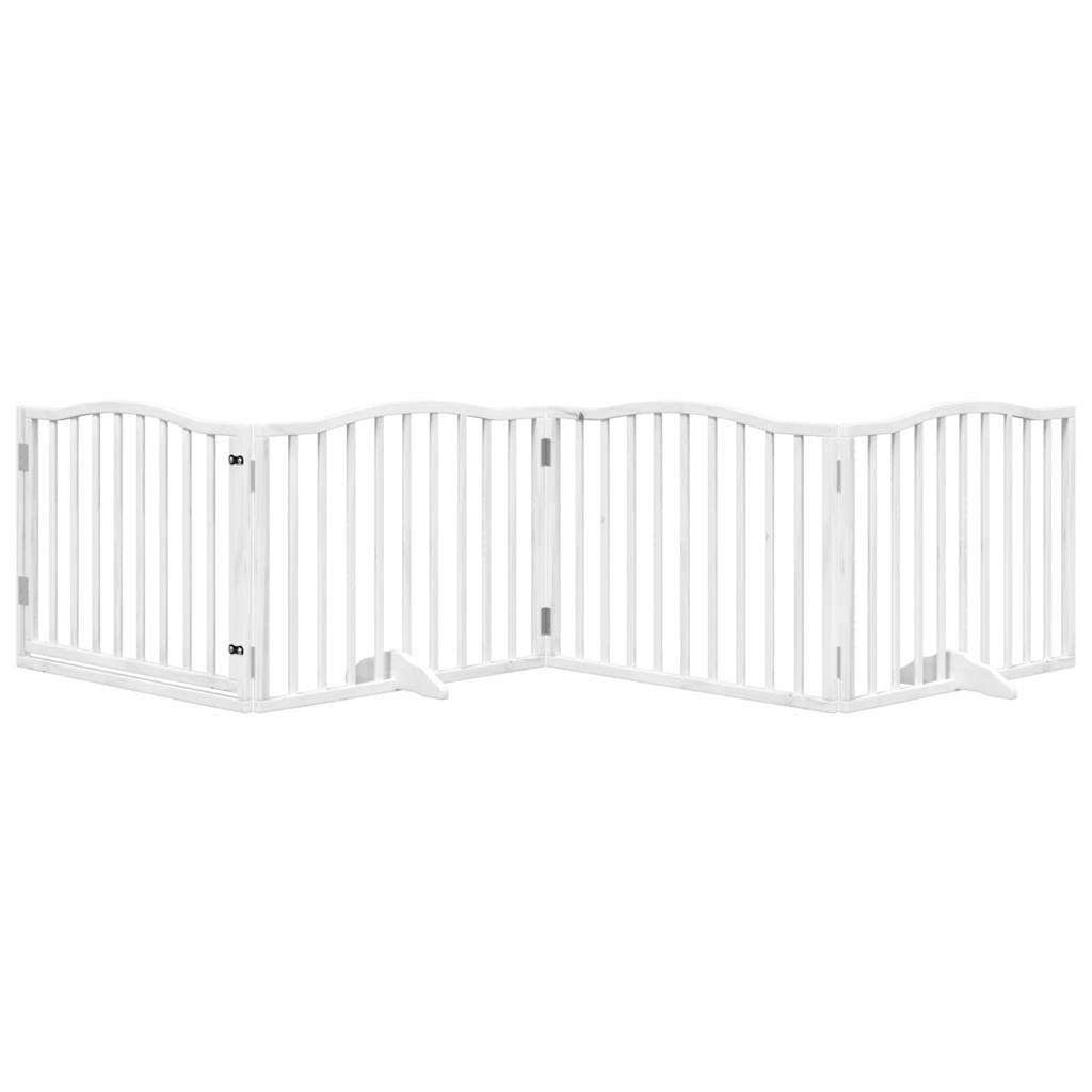 Cancello Cani Porta Pieghevole Bianco 4 Pannelli 320 cm Pioppo — miniatura 3 di 10