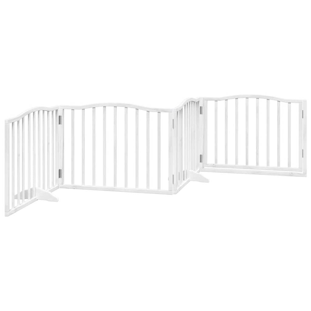 Cancello Cani Porta Pieghevole Bianco 4 Pannelli 320 cm Pioppo — miniatura 5 di 10