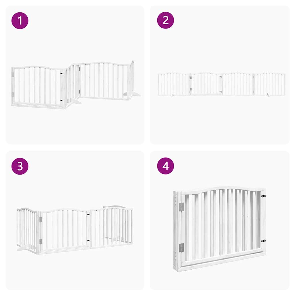 Cancello Cani Porta Pieghevole Bianco 4 Pannelli 320 cm Pioppo — miniatura 6 di 10