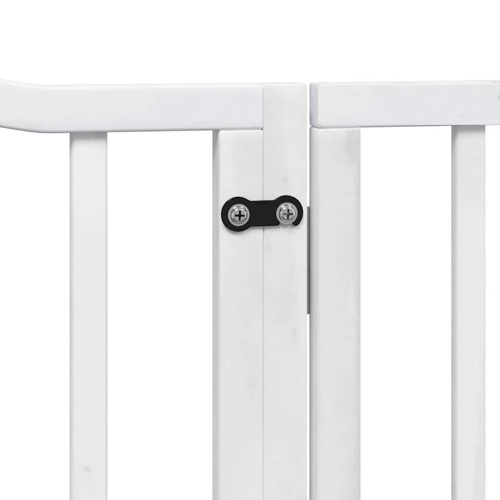 Cancello Cani Porta Pieghevole Bianco 4 Pannelli 320 cm Pioppo — miniatura 7 di 10