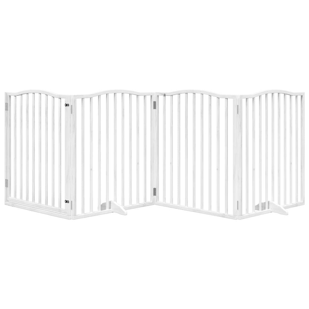 Cancello Cani Porta Pieghevole Bianco 4 Pannelli 320 cm Pioppo — miniatura 3 di 10