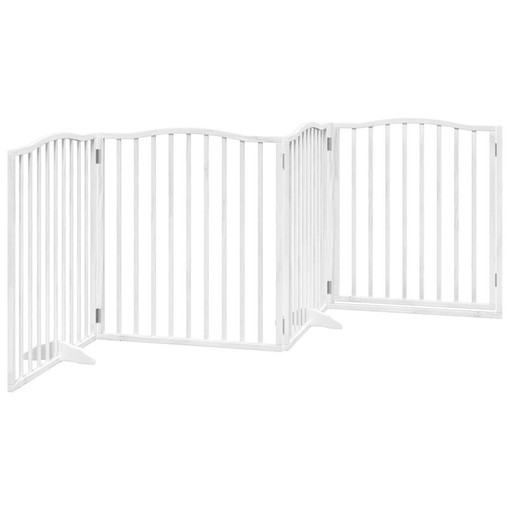 Cancello Cani Porta Pieghevole Bianco 4 Pannelli 320 cm Pioppo — miniatura 5 di 10