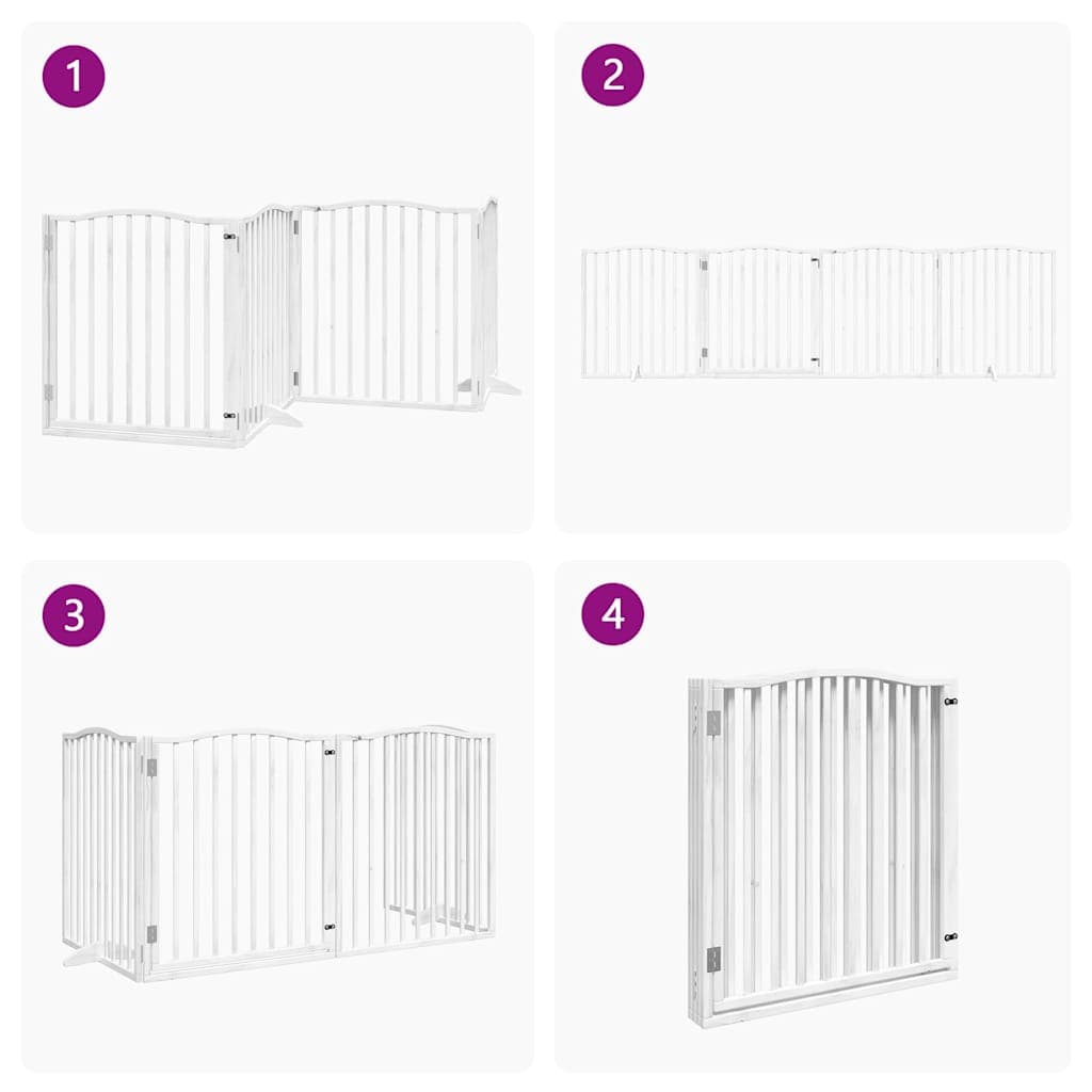 Cancello Cani Porta Pieghevole Bianco 4 Pannelli 320 cm Pioppo — miniatura 6 di 10