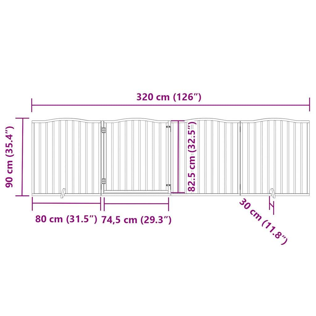 Cancello Cani Porta Pieghevole Bianco 4 Pannelli 320 cm Pioppo — miniatura 10 di 10