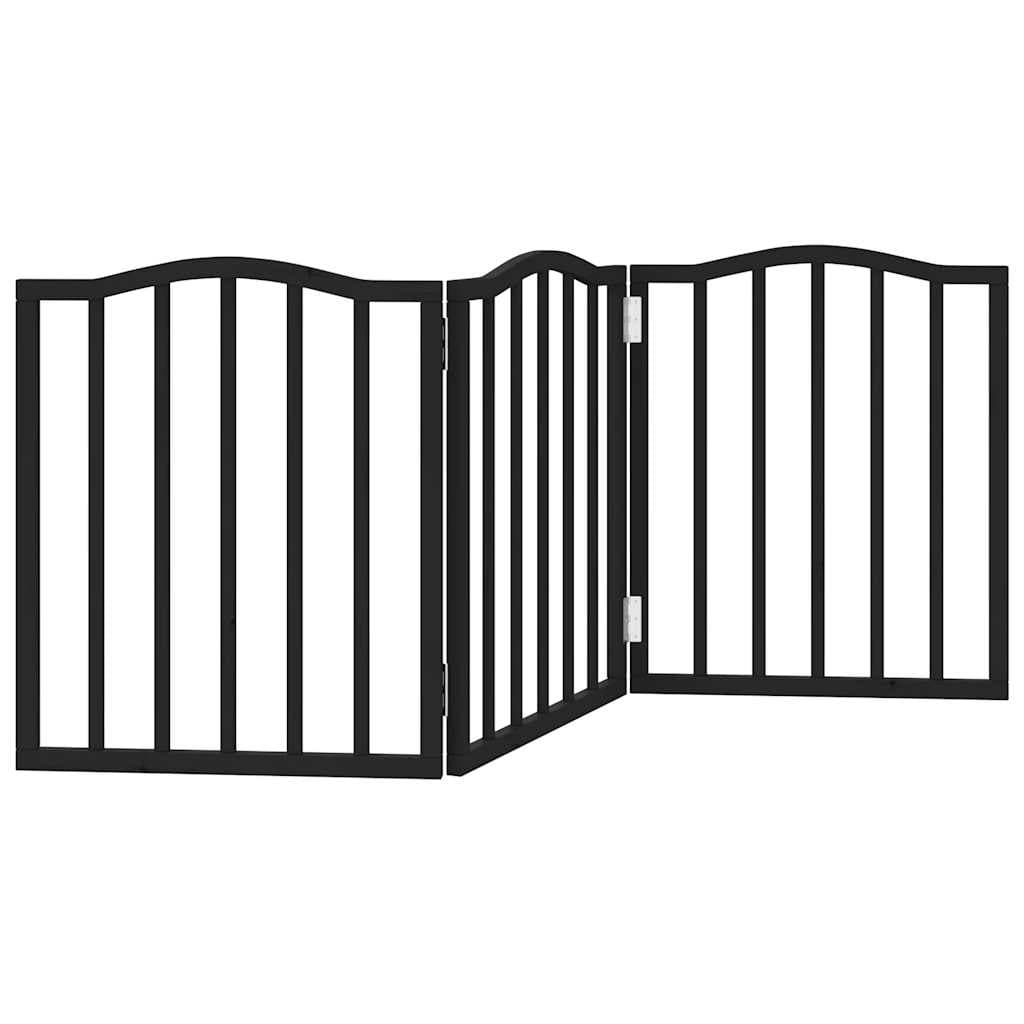 Cancello per Cani Pieghevole 3 Pannelli Nero 150cm Legno Pioppo — miniatura 5 di 8