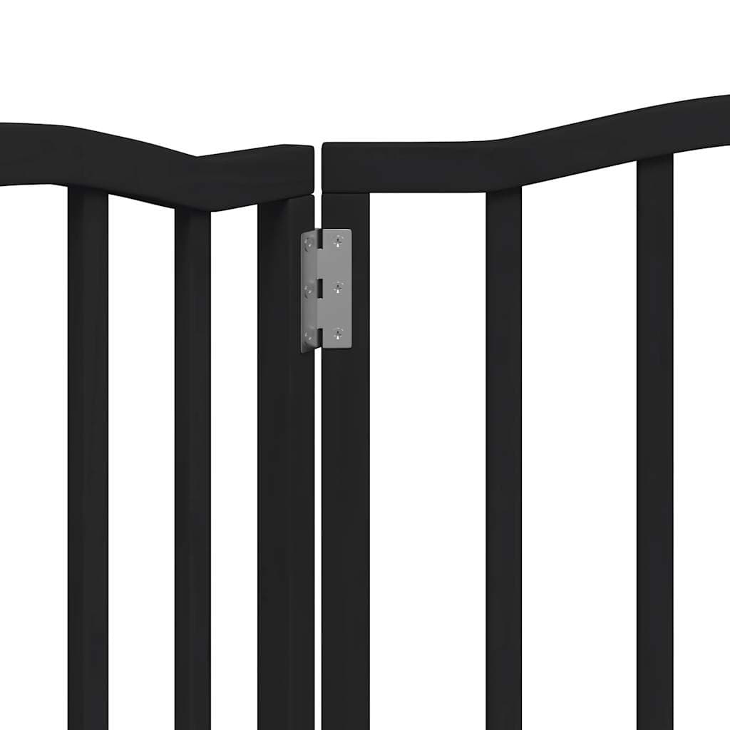 Cancello per Cani Pieghevole 3 Pannelli Nero 150cm Legno Pioppo — miniatura 7 di 8