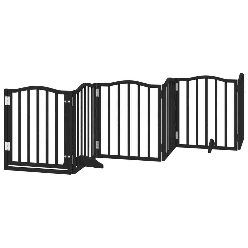 Cancello per Cani Porta Pieghevole Nero 6 Pannelli 300cm Pioppo — miniatura 2 di 10