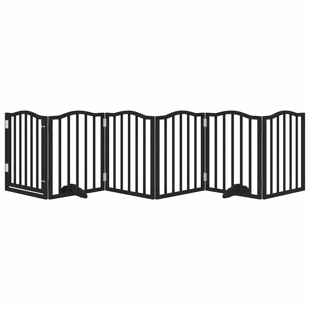 Cancello per Cani Porta Pieghevole Nero 6 Pannelli 300cm Pioppo — miniatura 3 di 10