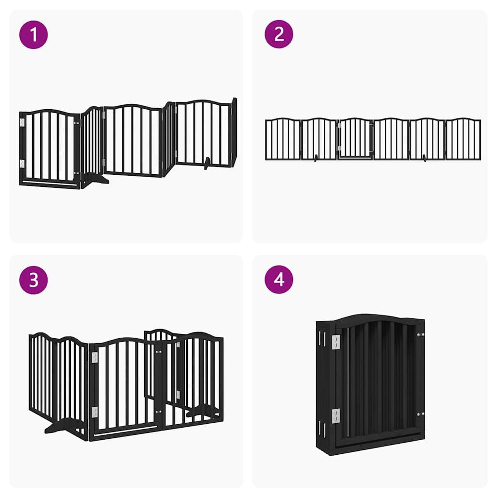 Cancello per Cani Porta Pieghevole Nero 6 Pannelli 300cm Pioppo — miniatura 6 di 10
