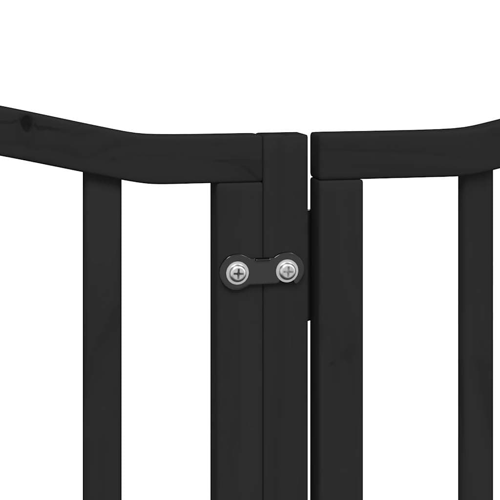 Cancello per Cani Porta Pieghevole Nero 6 Pannelli 300cm Pioppo — miniatura 7 di 10