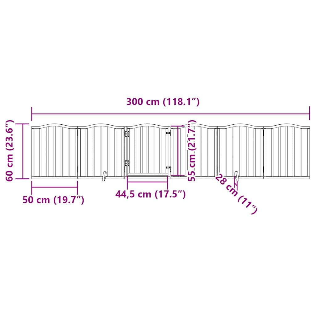 Cancello per Cani Porta Pieghevole Nero 6 Pannelli 300cm Pioppo — miniatura 10 di 10