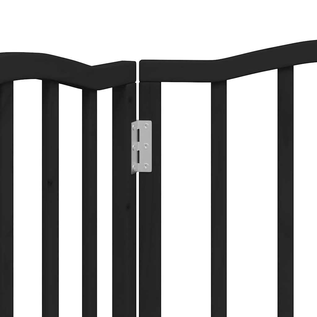 Cancello per Cani Pieghevole 3 Pannelli Nero 150cm Legno Pioppo — miniatura 7 di 8