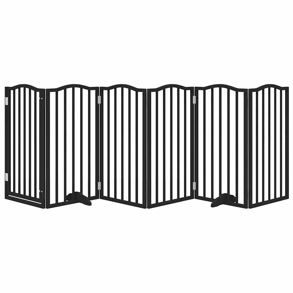 Cancello per Cani Porta Pieghevole Nero 6 Pannelli 300cm Pioppo — miniatura 3 di 10