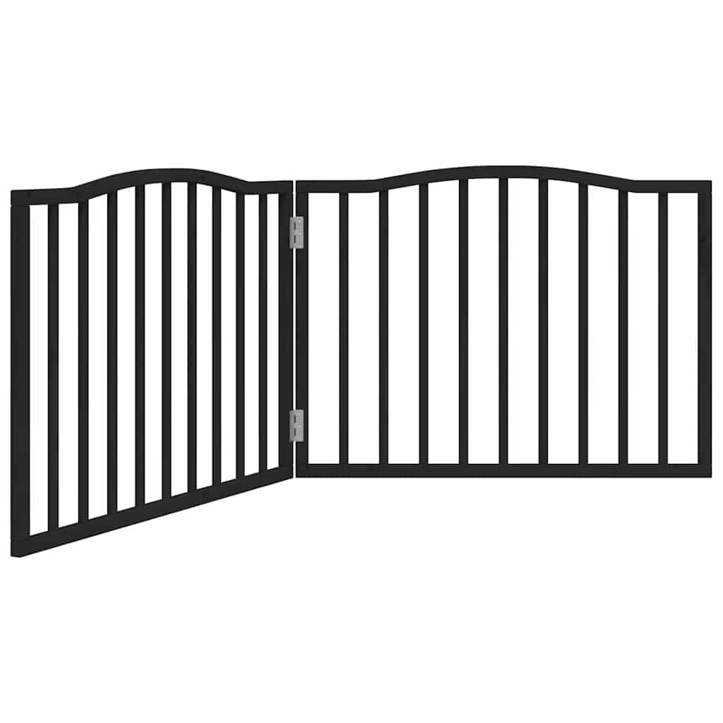 Cancello per Cani Pieghevole 2 Pannelli Nero 160cm Legno Pioppo — miniatura 2 di 7