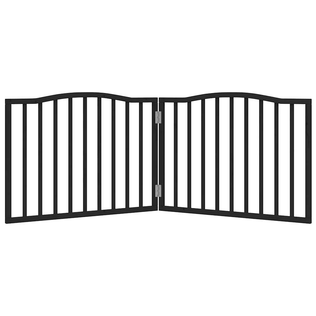 Cancello per Cani Pieghevole 2 Pannelli Nero 160cm Legno Pioppo — miniatura 3 di 7