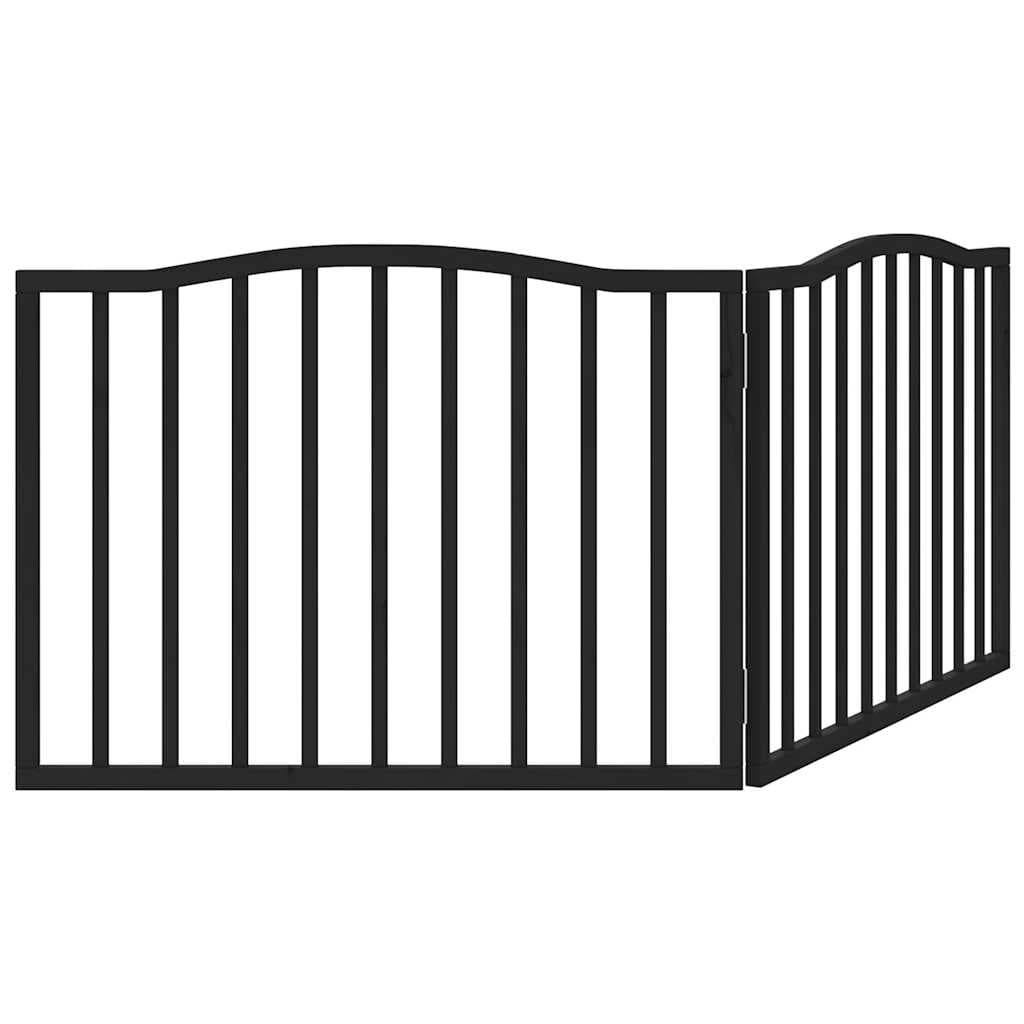 Cancello per Cani Pieghevole 2 Pannelli Nero 160cm Legno Pioppo — miniatura 4 di 7