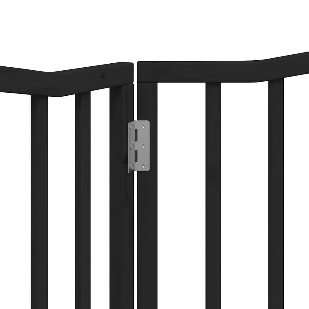 Cancello per Cani Pieghevole 2 Pannelli Nero 160cm Legno Pioppo — miniatura 6 di 7