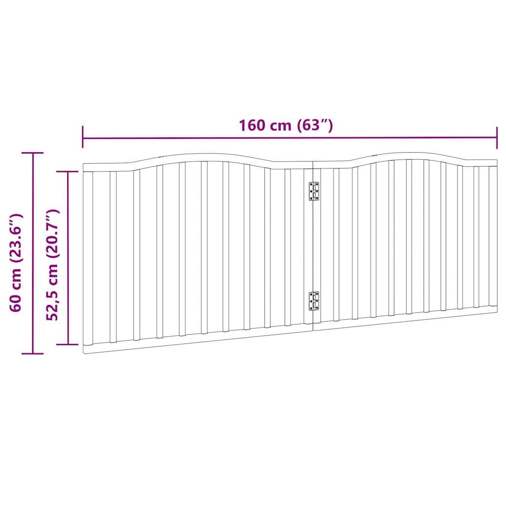 Cancello per Cani Pieghevole 2 Pannelli Nero 160cm Legno Pioppo — miniatura 7 di 7