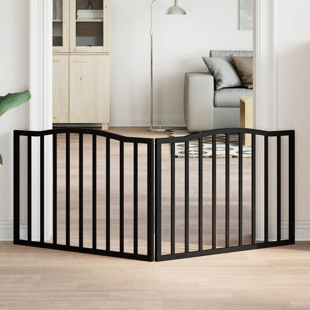 Cancello per Cani Pieghevole 2 Pannelli Nero 160cm Legno Pioppo — miniatura 1 di 7