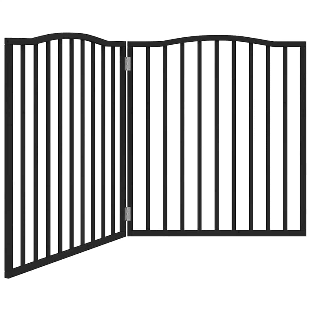 Cancello per Cani Pieghevole 2 Pannelli Nero 160cm Legno Pioppo — miniatura 2 di 8