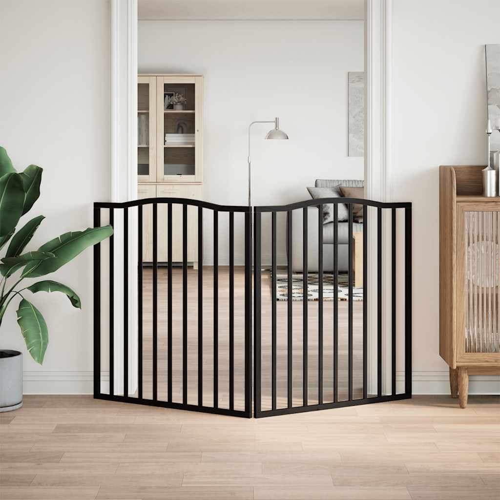 Cancello per Cani Pieghevole 2 Pannelli Nero 160cm Legno Pioppo — miniatura 3 di 8