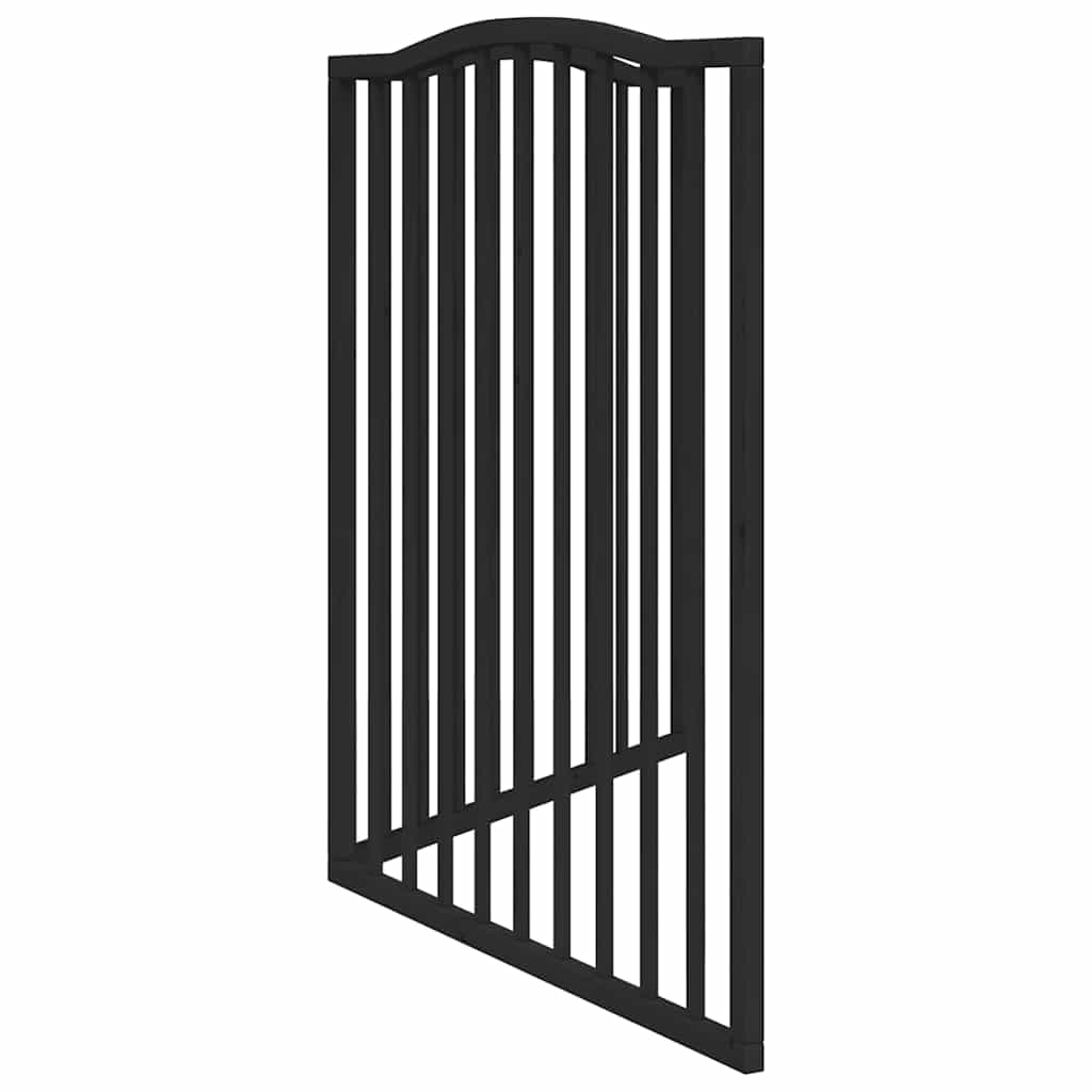 Cancello per Cani Pieghevole 2 Pannelli Nero 160cm Legno Pioppo — miniatura 4 di 8