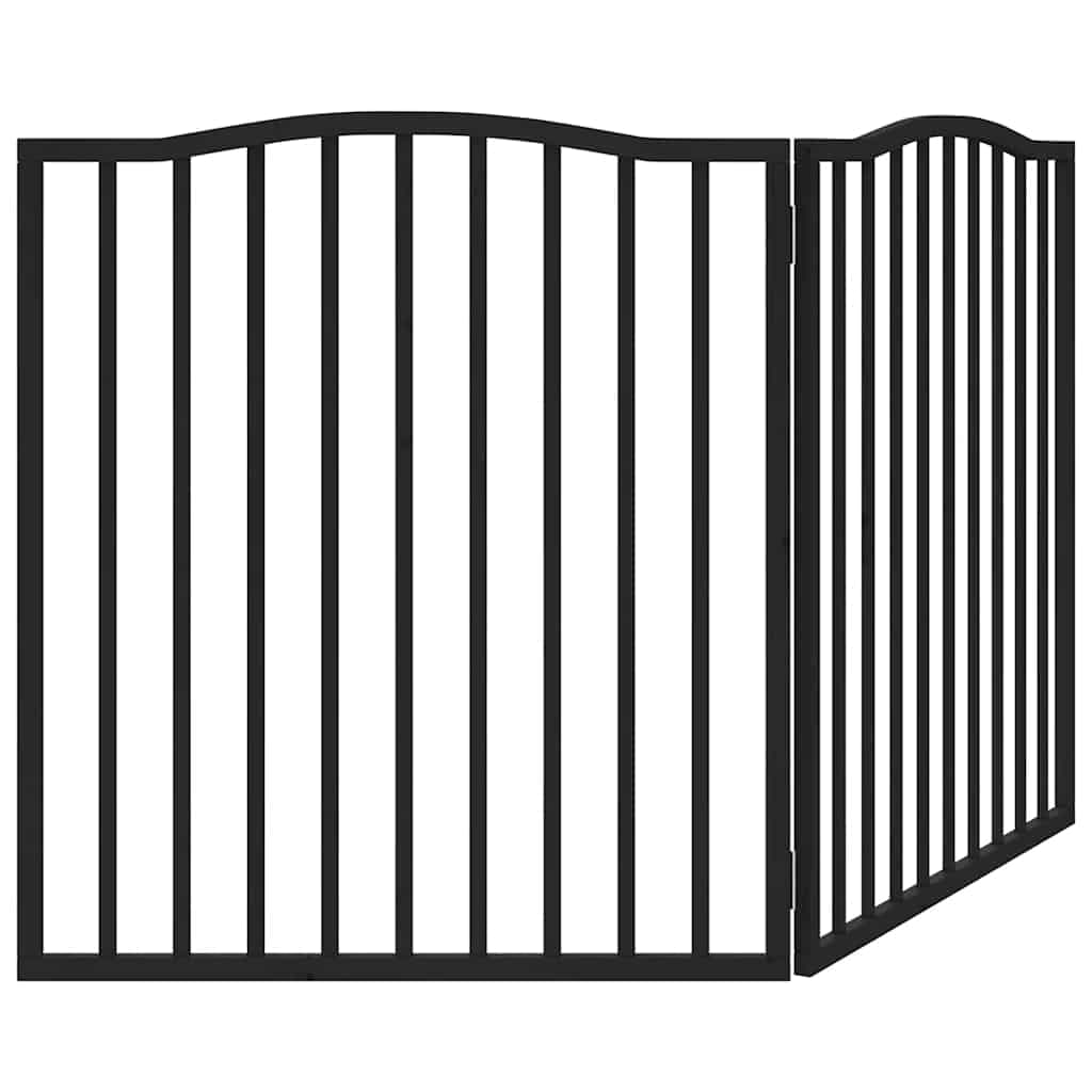 Cancello per Cani Pieghevole 2 Pannelli Nero 160cm Legno Pioppo — miniatura 5 di 8
