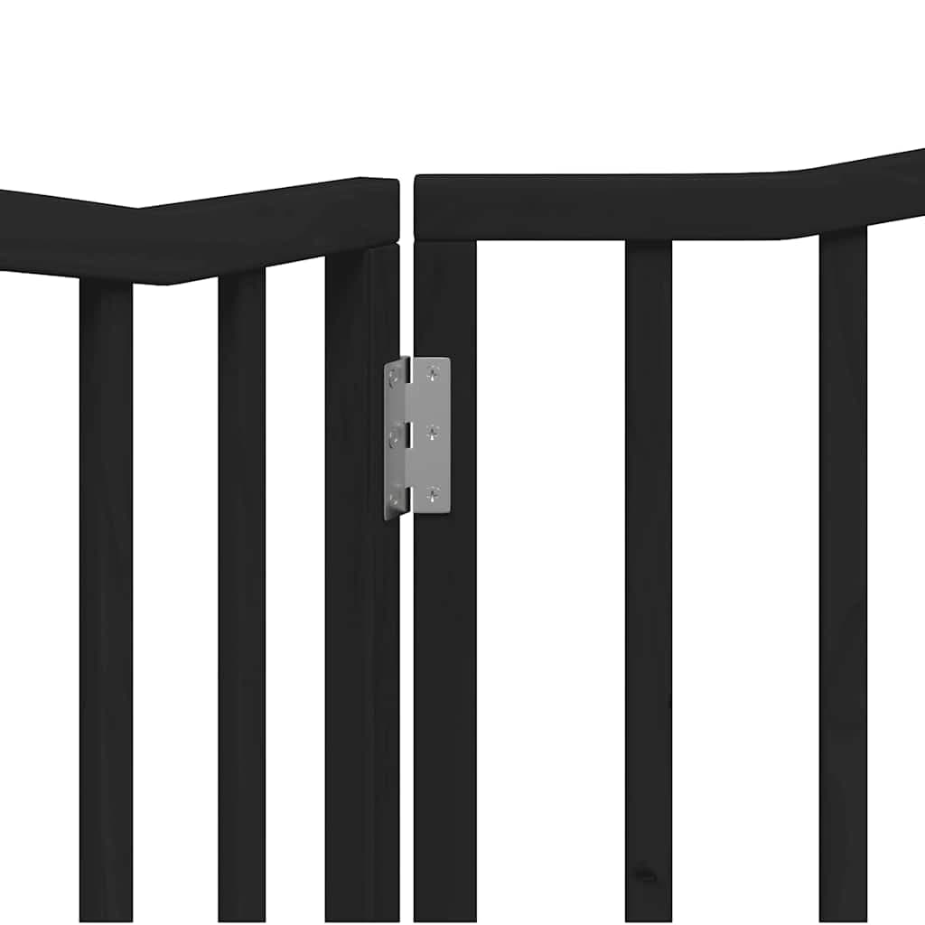 Cancello per Cani Pieghevole 2 Pannelli Nero 160cm Legno Pioppo — miniatura 7 di 8