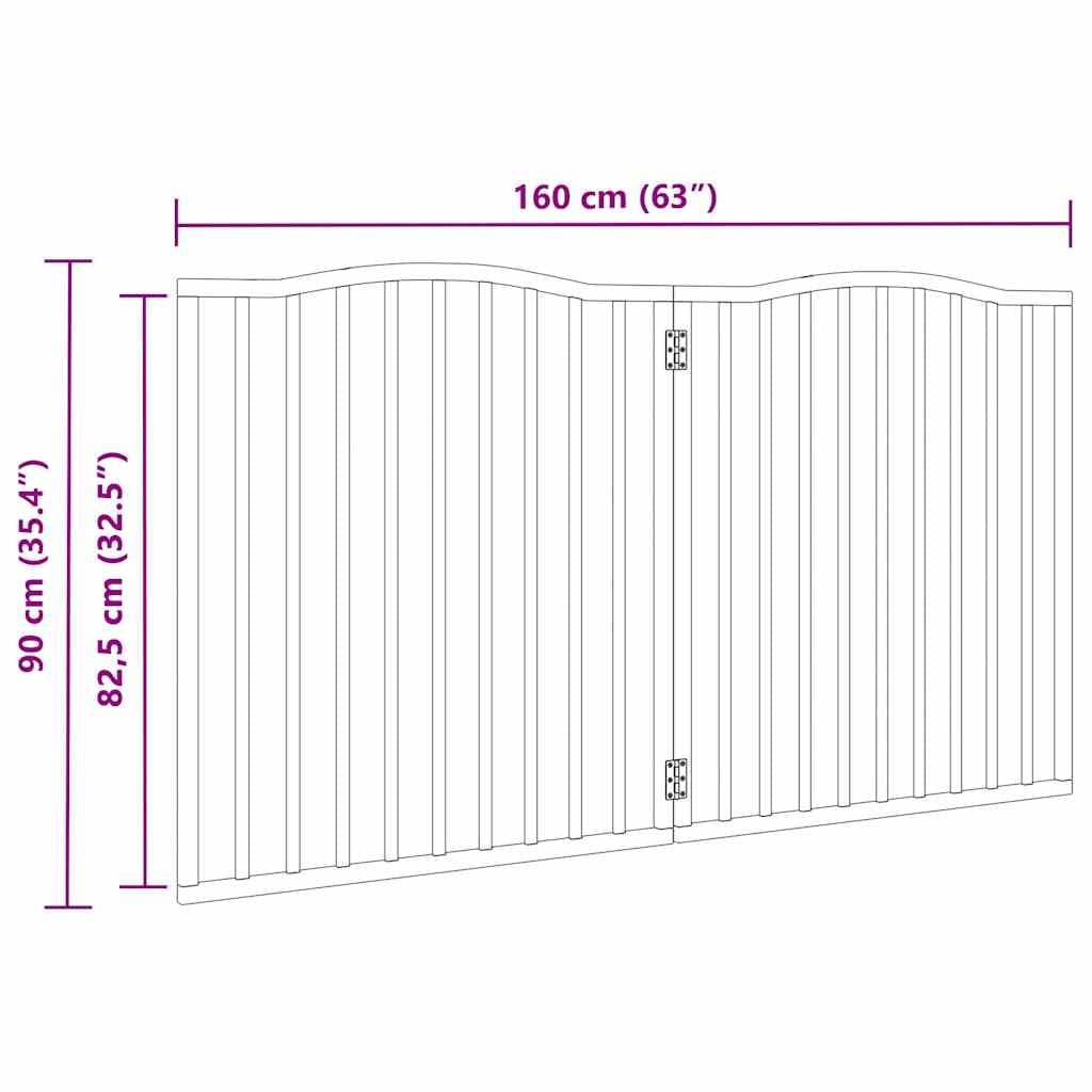 Cancello per Cani Pieghevole 2 Pannelli Nero 160cm Legno Pioppo — miniatura 8 di 8