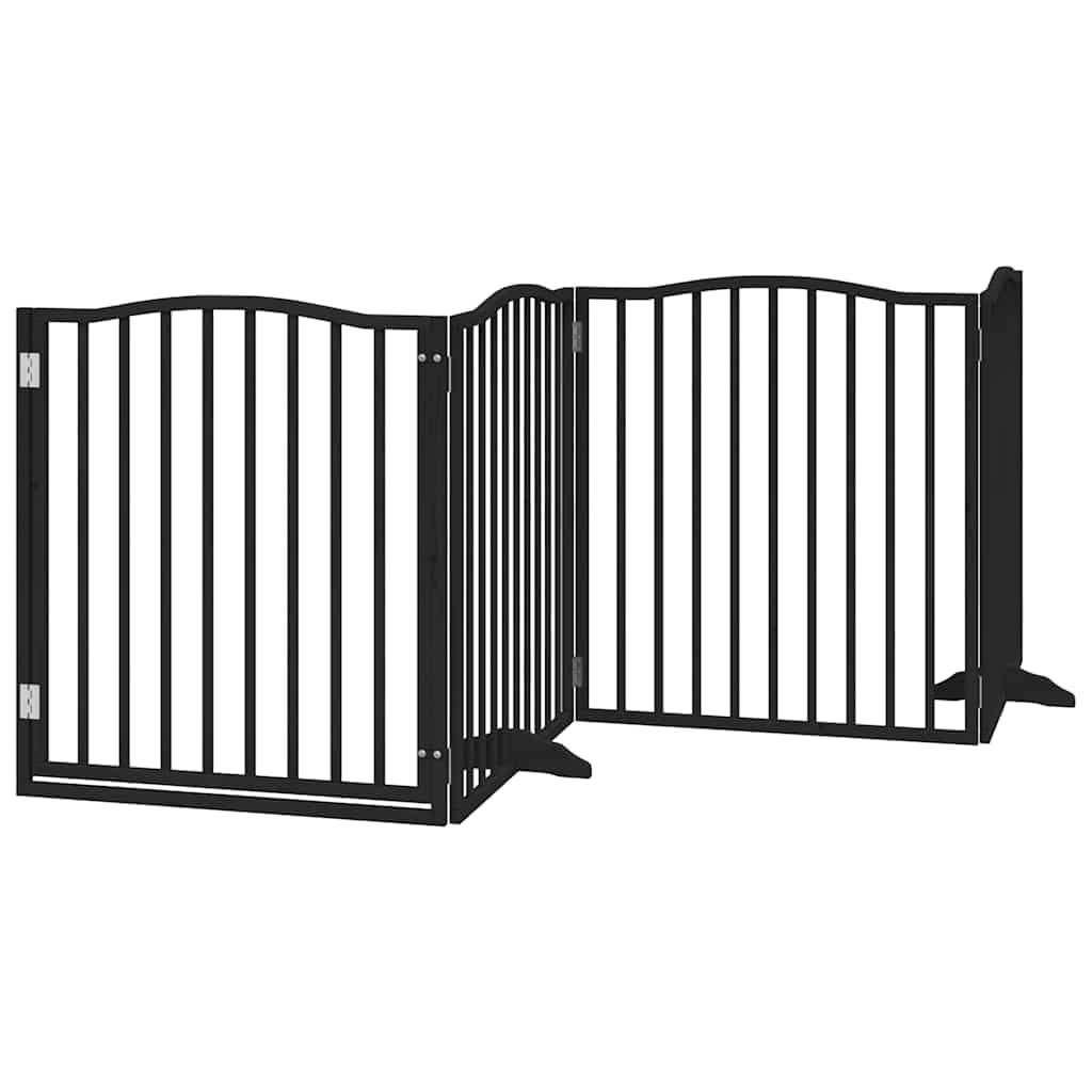 Cancello per Cani Porta Pieghevole Nero 4 Pannelli 320cm Pioppo — miniatura 2 di 10