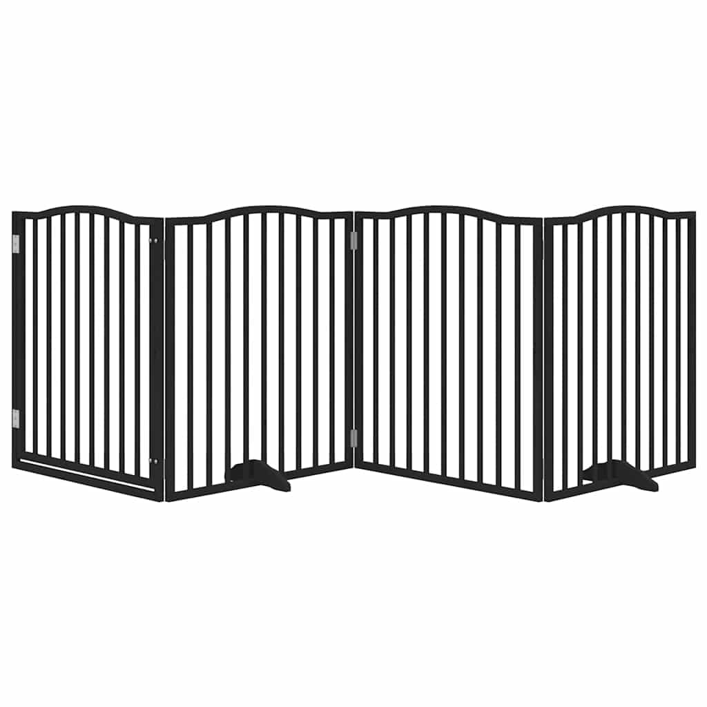 Cancello per Cani Porta Pieghevole Nero 4 Pannelli 320cm Pioppo — miniatura 3 di 10