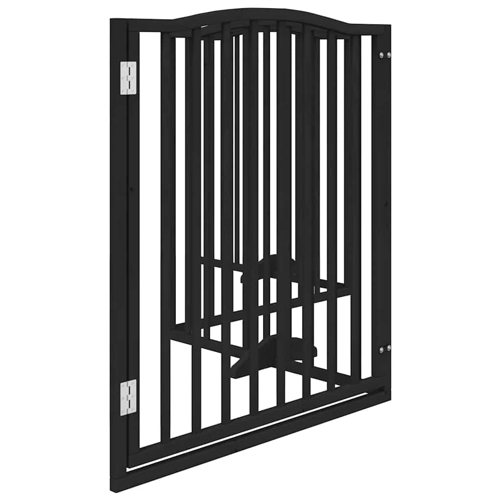 Cancello per Cani Porta Pieghevole Nero 4 Pannelli 320cm Pioppo — miniatura 4 di 10