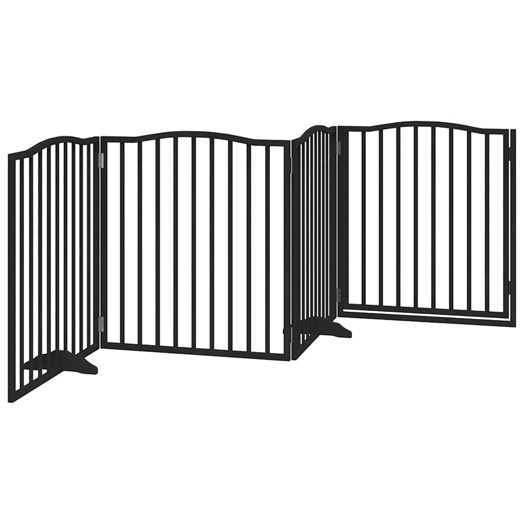 Cancello per Cani Porta Pieghevole Nero 4 Pannelli 320cm Pioppo — miniatura 5 di 10