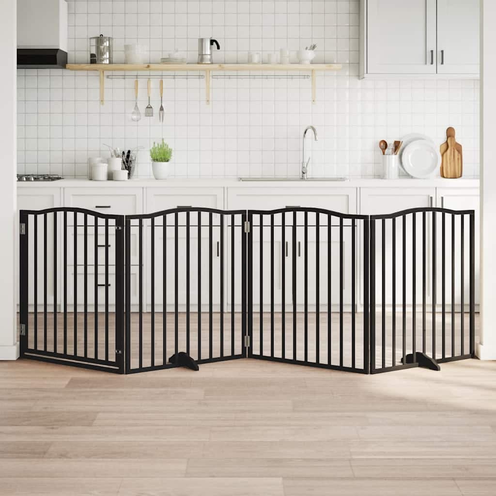 Cancello per Cani Porta Pieghevole Nero 4 Pannelli 320cm Pioppo — miniatura 1 di 10