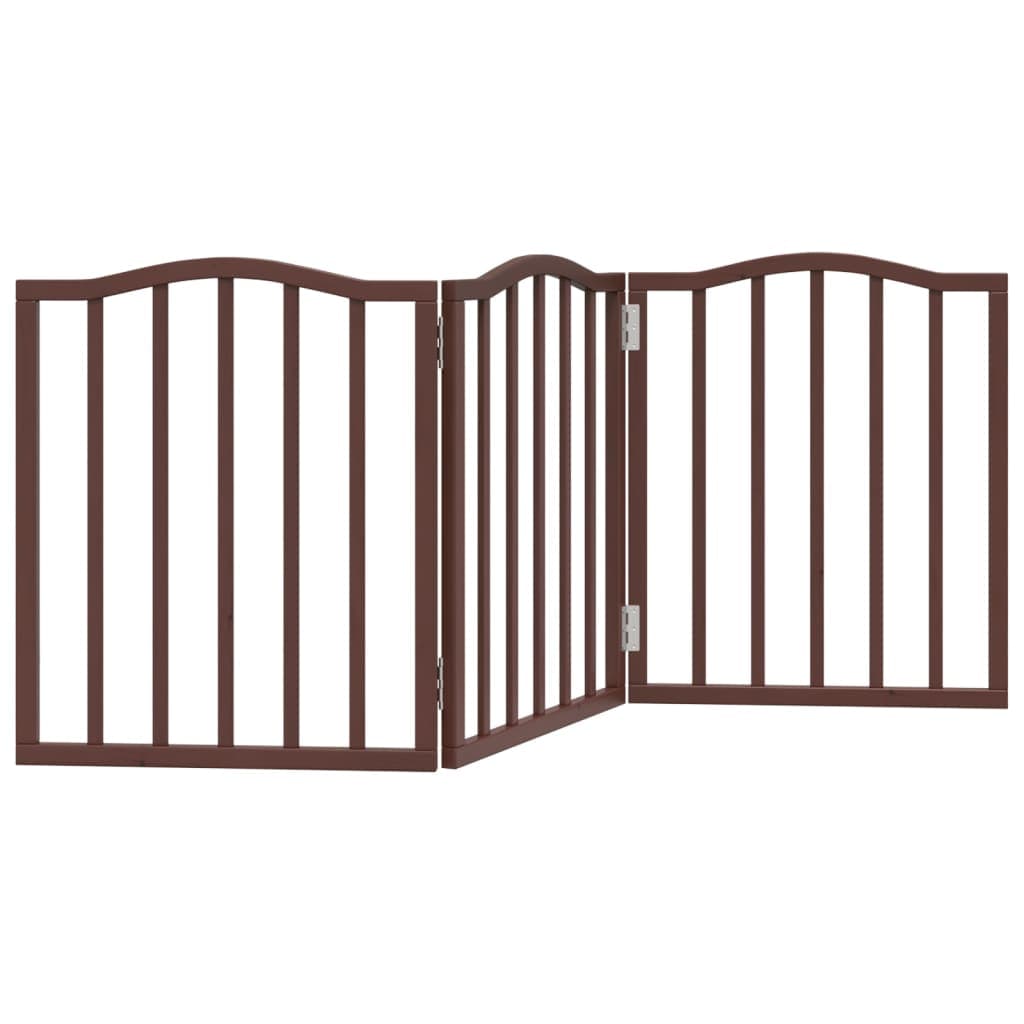 Cancello Cani Pieghevole 3 Pannelli Rovere Marrone 150cm Pioppo — miniatura 2 di 8