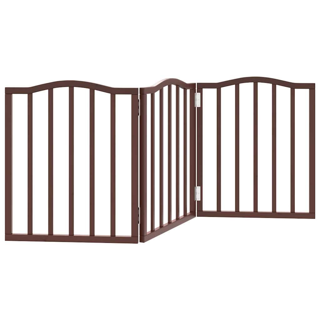 Cancello Cani Pieghevole 3 Pannelli Rovere Marrone 150cm Pioppo — miniatura 5 di 8
