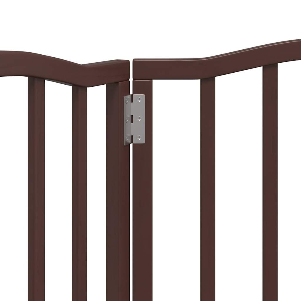 Cancello Cani Pieghevole 3 Pannelli Rovere Marrone 150cm Pioppo — miniatura 7 di 8
