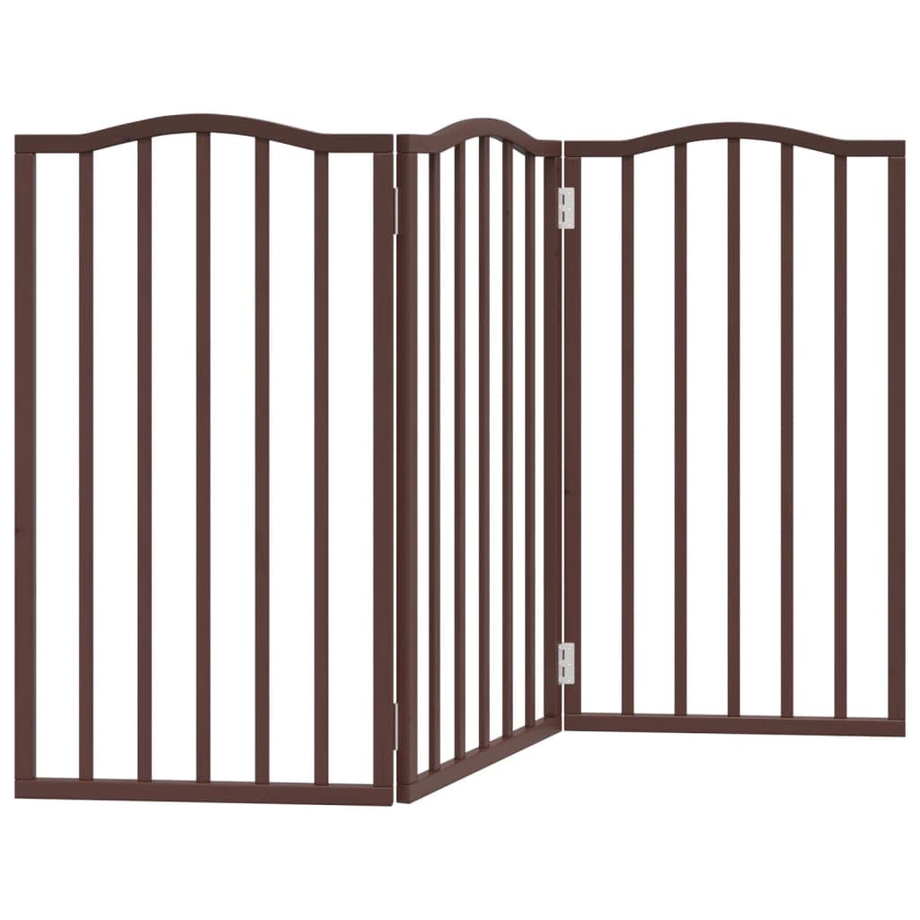 Cancello Cani Pieghevole 3 Pannelli Rovere Marrone 150cm Pioppo — miniatura 2 di 8