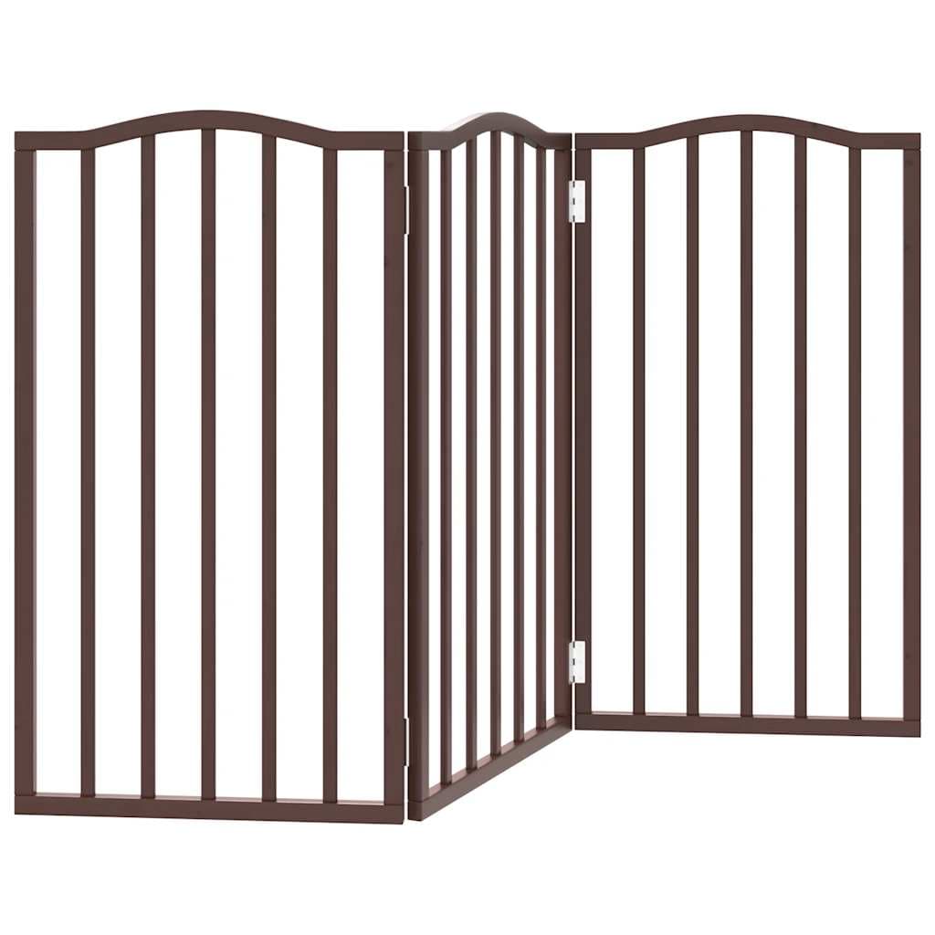 Cancello Cani Pieghevole 3 Pannelli Rovere Marrone 150cm Pioppo — miniatura 5 di 8