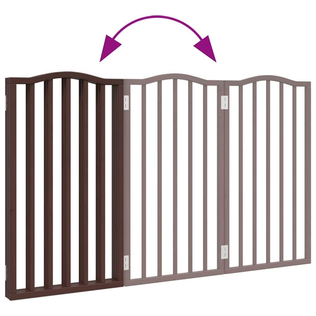 Cancello Cani Pieghevole 3 Pannelli Rovere Marrone 150cm Pioppo — miniatura 6 di 8