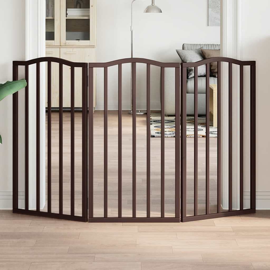 Cancello Cani Pieghevole 3 Pannelli Rovere Marrone 150cm Pioppo — miniatura 1 di 8
