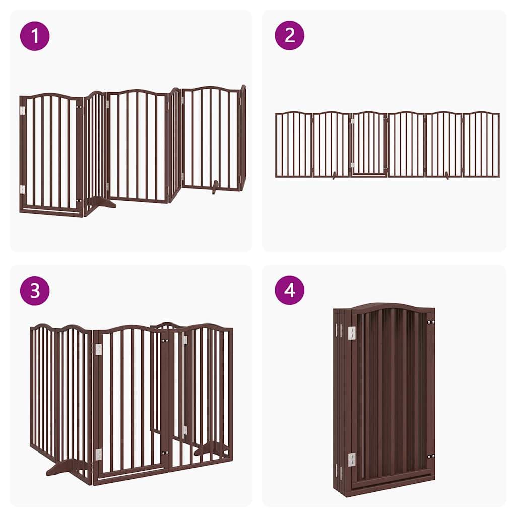 Cancello Cani Pieghevole Rovere Marrone 6 Pannelli 300cm Pioppo — miniatura 6 di 10