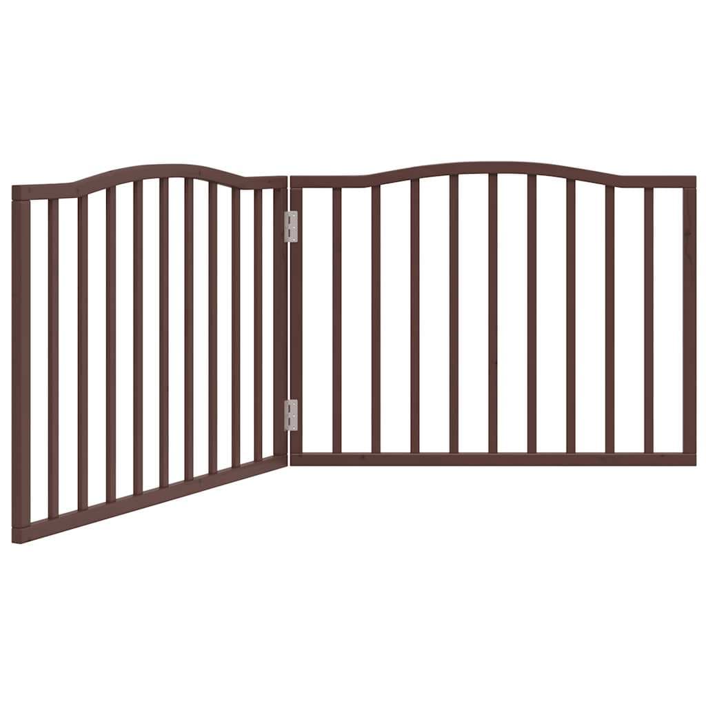 Cancello Cani Pieghevole 2 Pannelli Marrone 160cm Legno Pioppo — miniatura 2 di 8