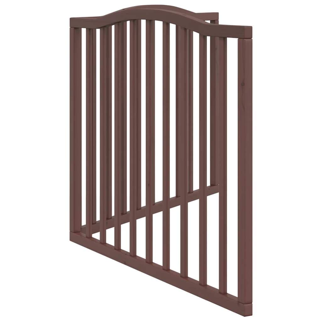Cancello Cani Pieghevole 2 Pannelli Marrone 160cm Legno Pioppo — miniatura 4 di 8