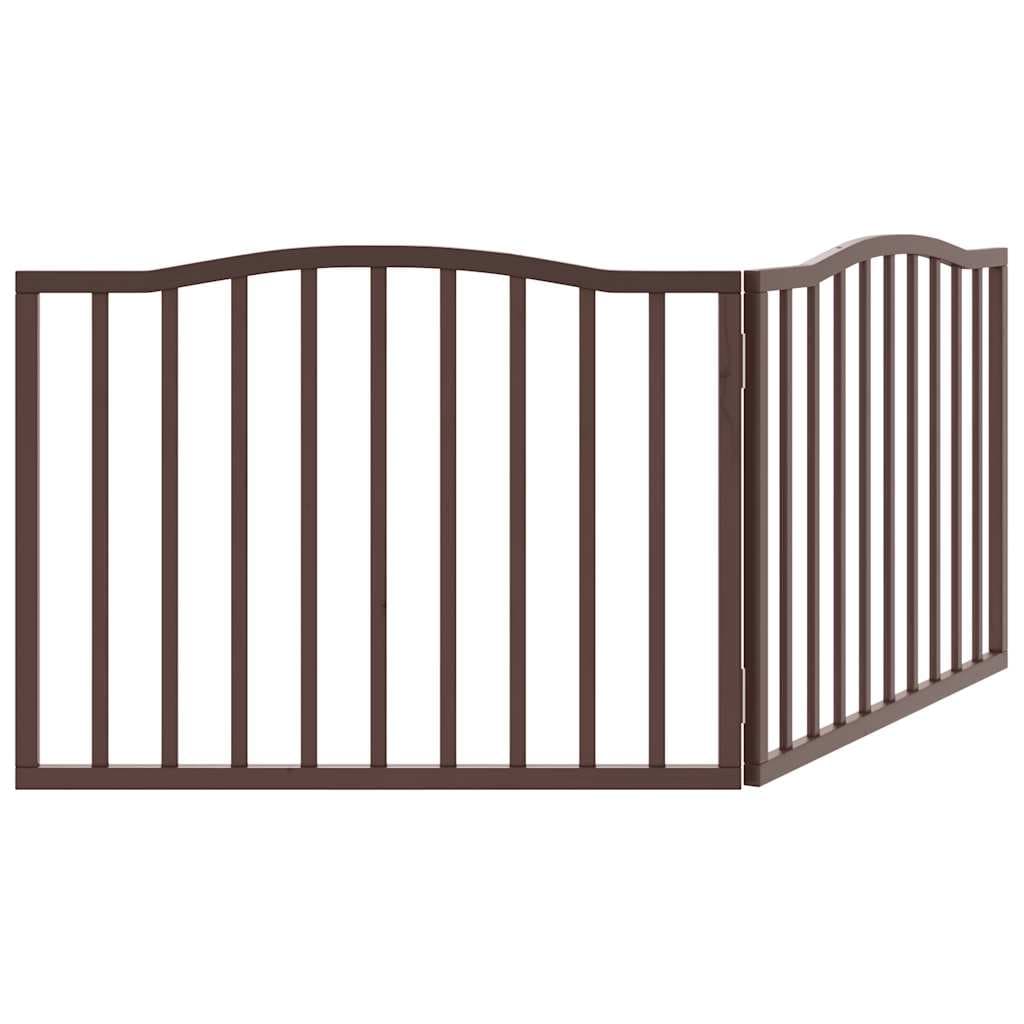 Cancello Cani Pieghevole 2 Pannelli Marrone 160cm Legno Pioppo — miniatura 5 di 8